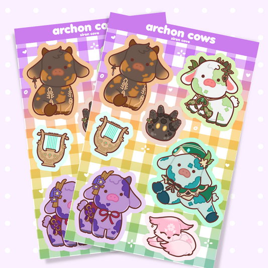 Genshin Impact Cows Sticker Sheet