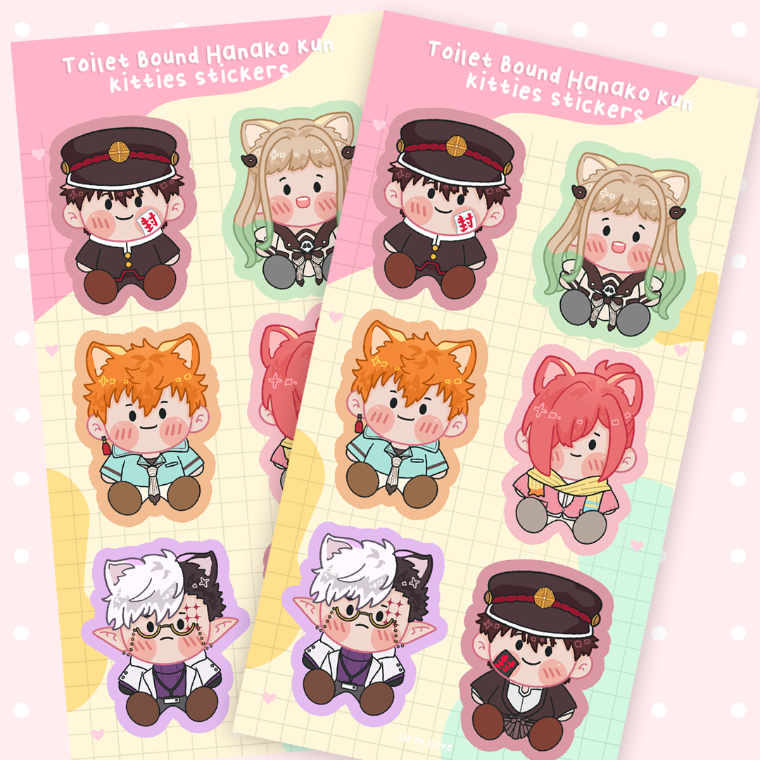 Toilet Bound Hanako-Kun Kitties Sticker Sheet