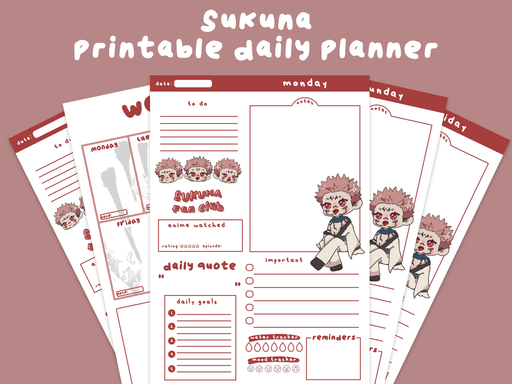Sukuna Printable Planner