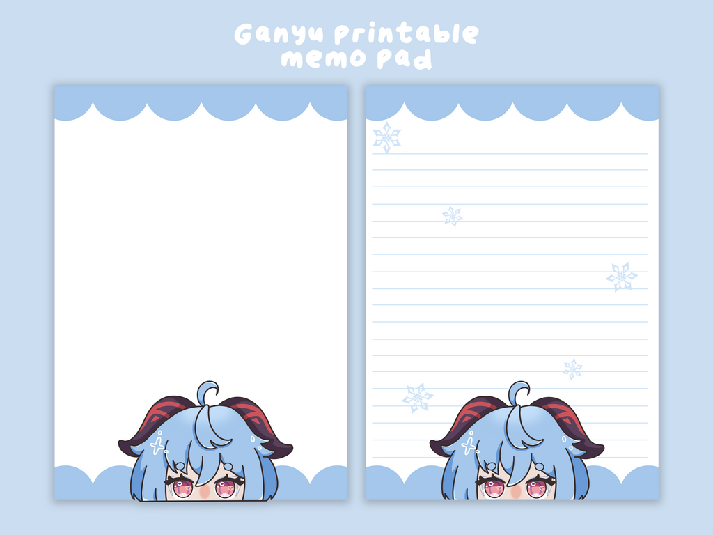 Ganyu printable memo sheet