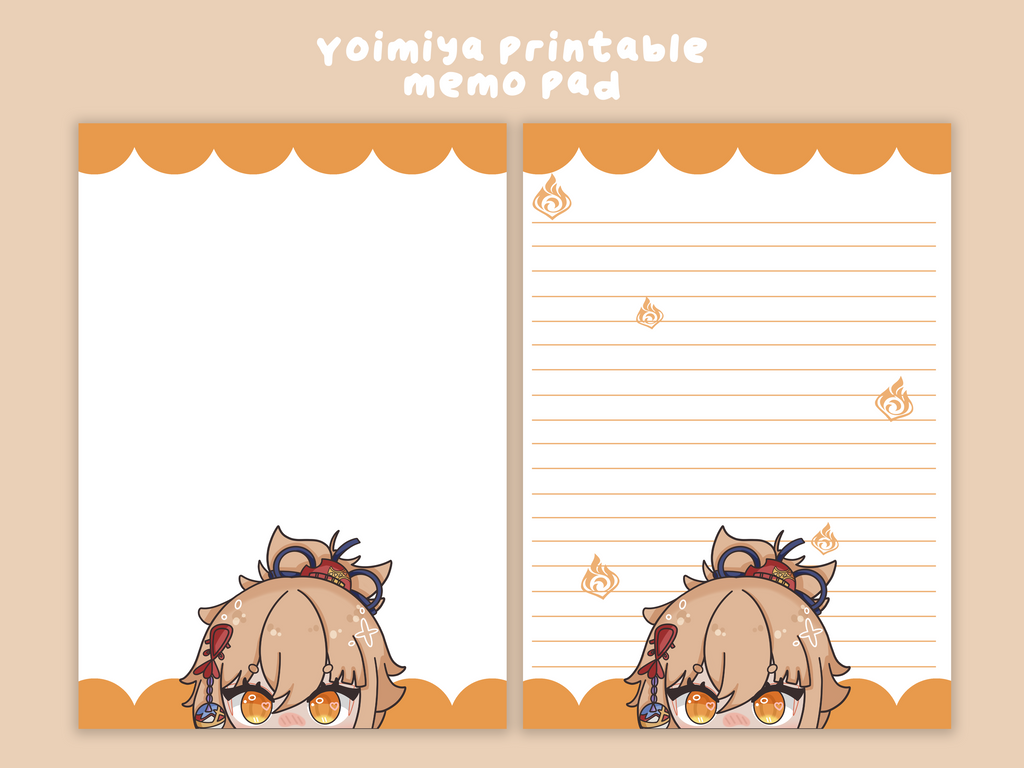 Yoimiya printable memo sheet