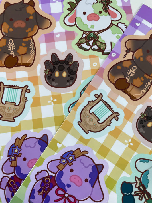 Genshin Impact Cows Sticker Sheet